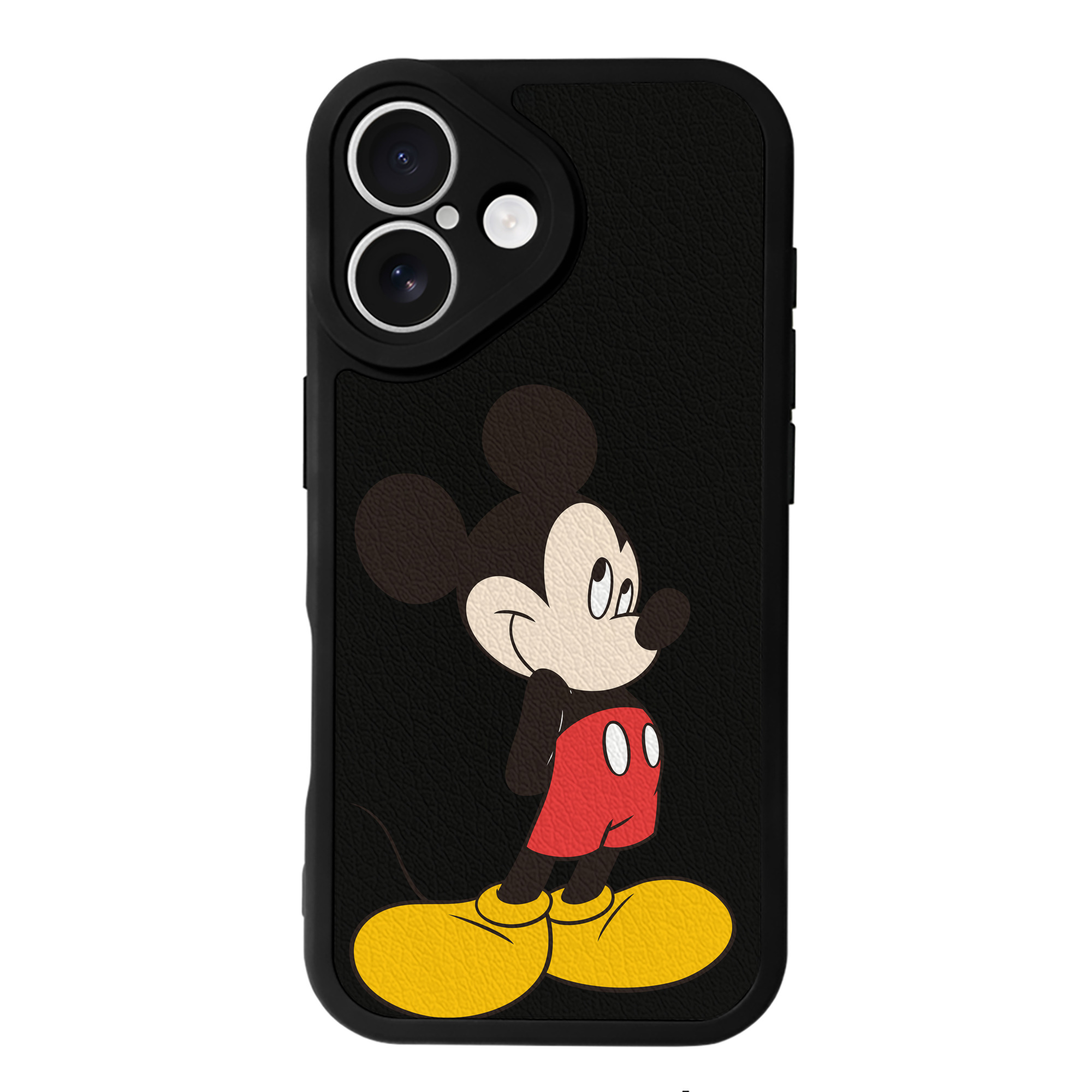 （画像用） ミッキーマウス Mickey Mouse 【iPhone 16シリーズ対応】シリコンスマホケース（レザー調） 材質：シリコン
